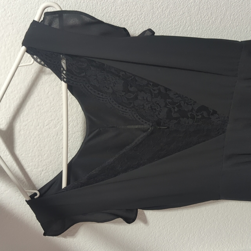 Lace back black dress